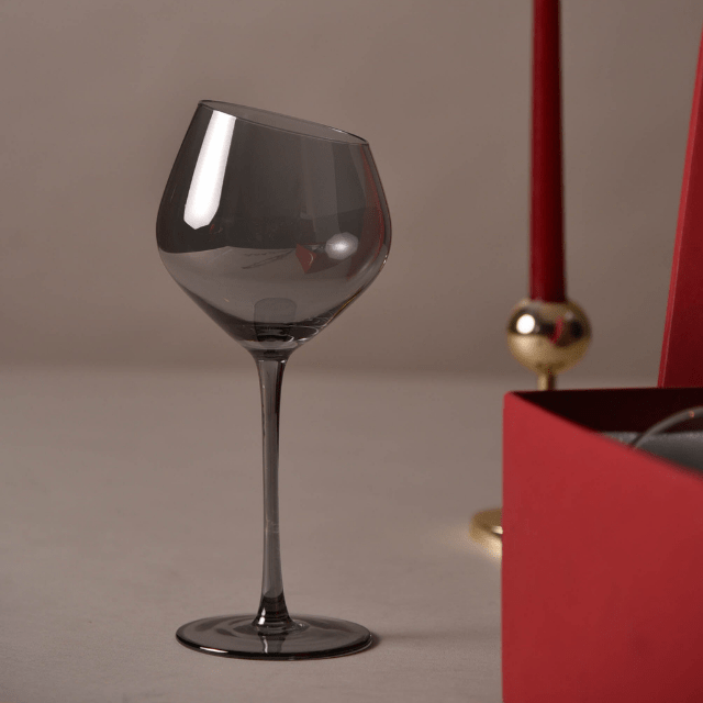Smokey Slanting Wine Glass Gift Hamper (Set of 2)