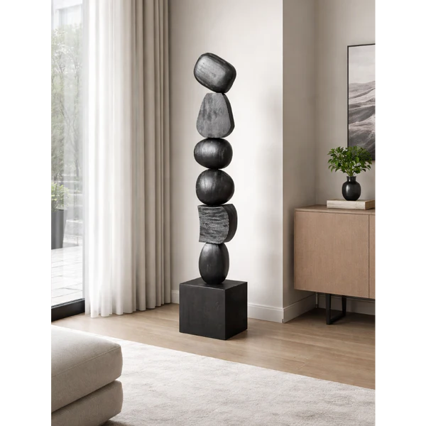 Black Wood Japandi Large Sculpture