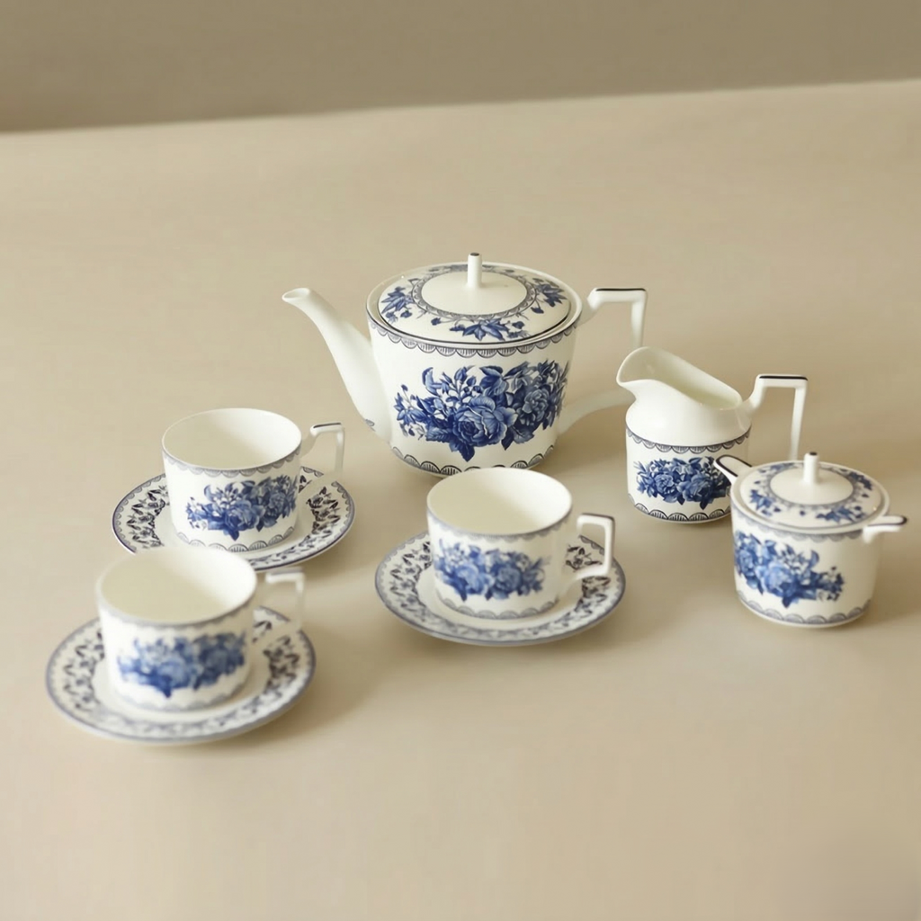 Kheima Blue Paradise Luxury Tea set ( Set of 15 pcs)