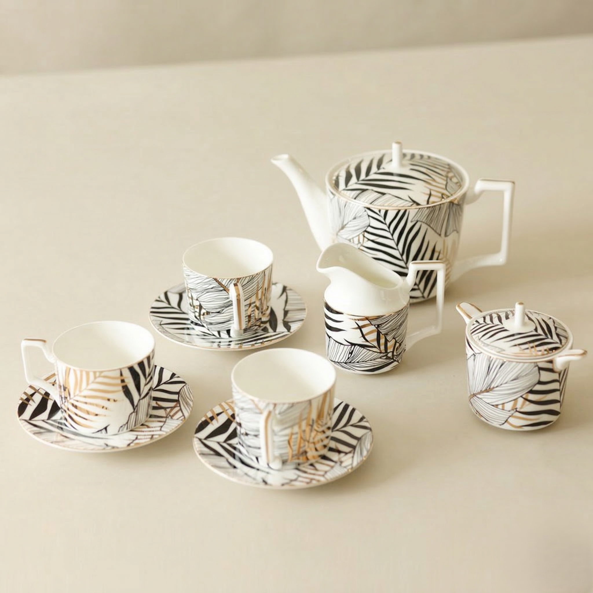 Wedding Gold leaf Luxury Tea set (Set of 15 pcs)