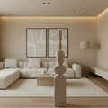 Japandi Ivory Wooden Sculpture for Living room (4 Feet)