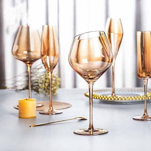 Barware Slanting Gold Wine Glasses (Set of 2)