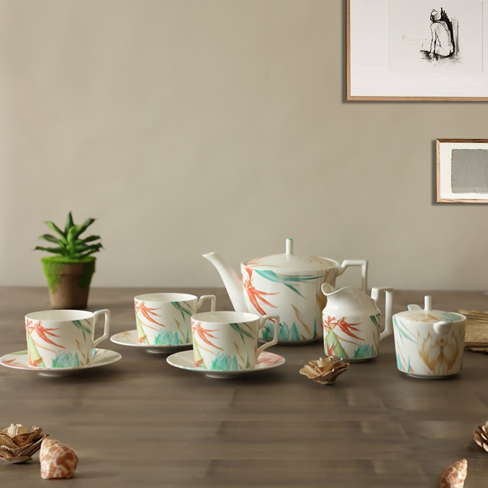 Fabella Rainbow Modern Tea cup set (Set of 15 pcs)