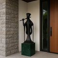 Japandi Flute Man Sculpture with Marble Base (4 feet)