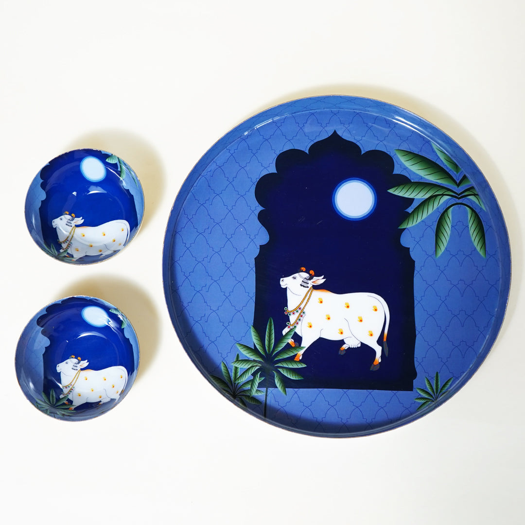 Heritage Decorative Tray with Bowls Gift Hamper (Blue)