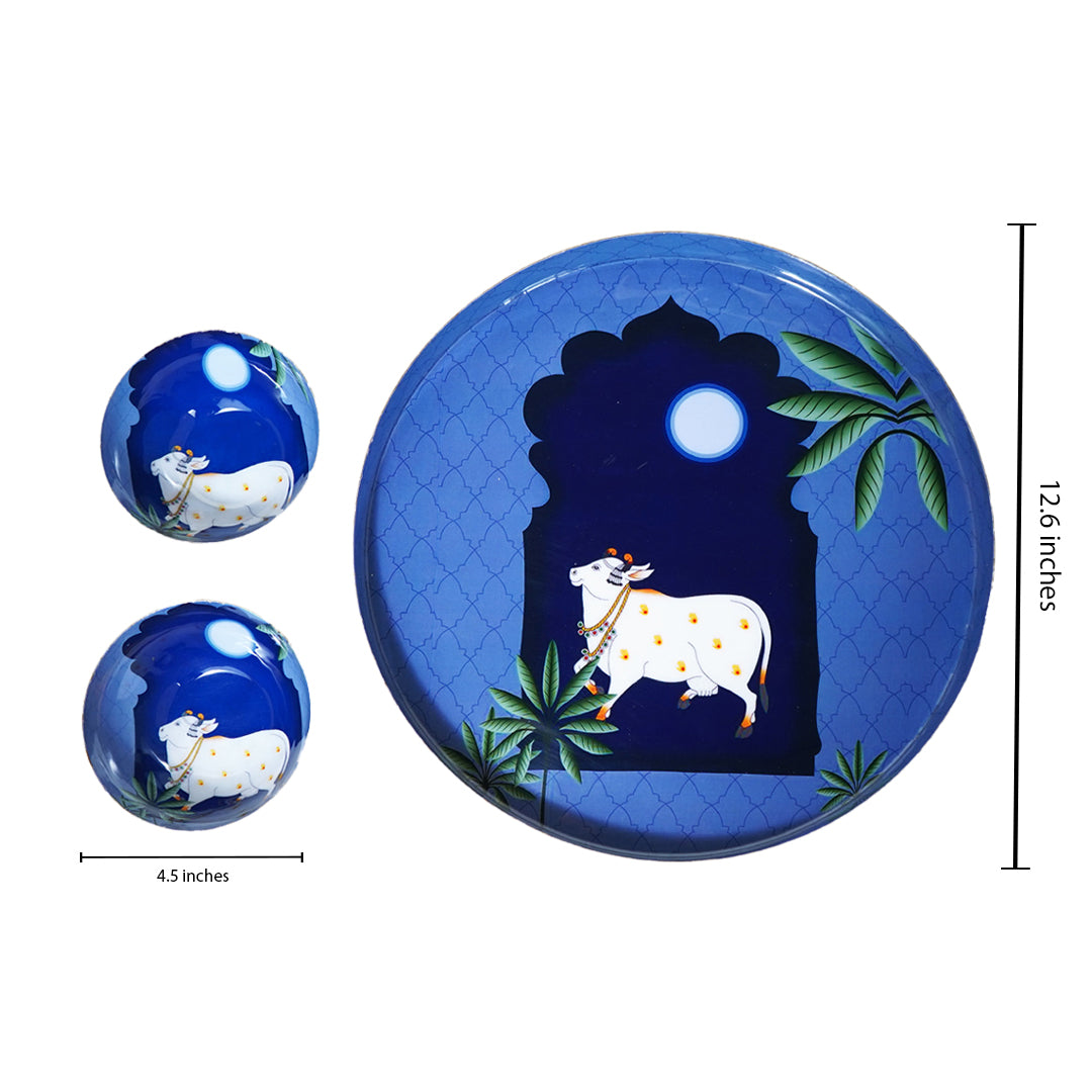 Heritage Decorative Tray with Bowls Gift Hamper (Blue)