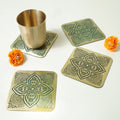Kansa Engraved Brass Coasters sqaure