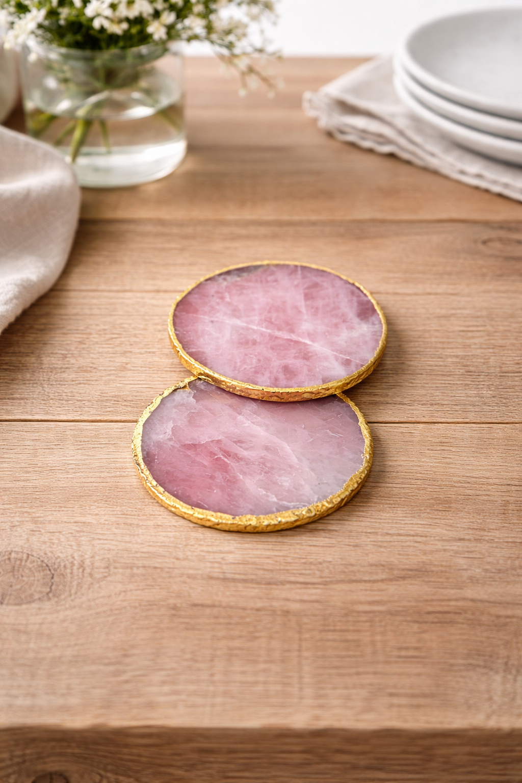 Rose quartzAgate Coasters