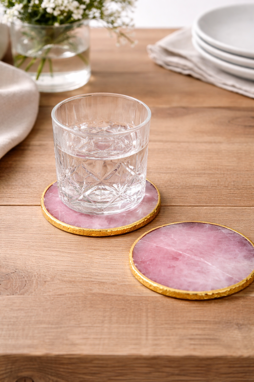 Rose quartzAgate Coasters