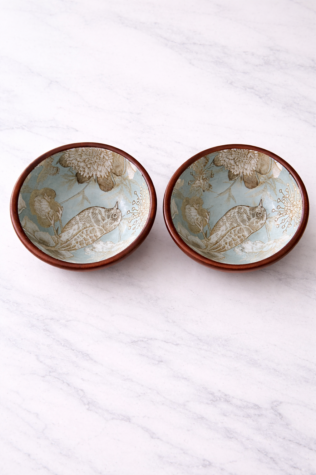 Birds of paradise Wooden pair Bowl