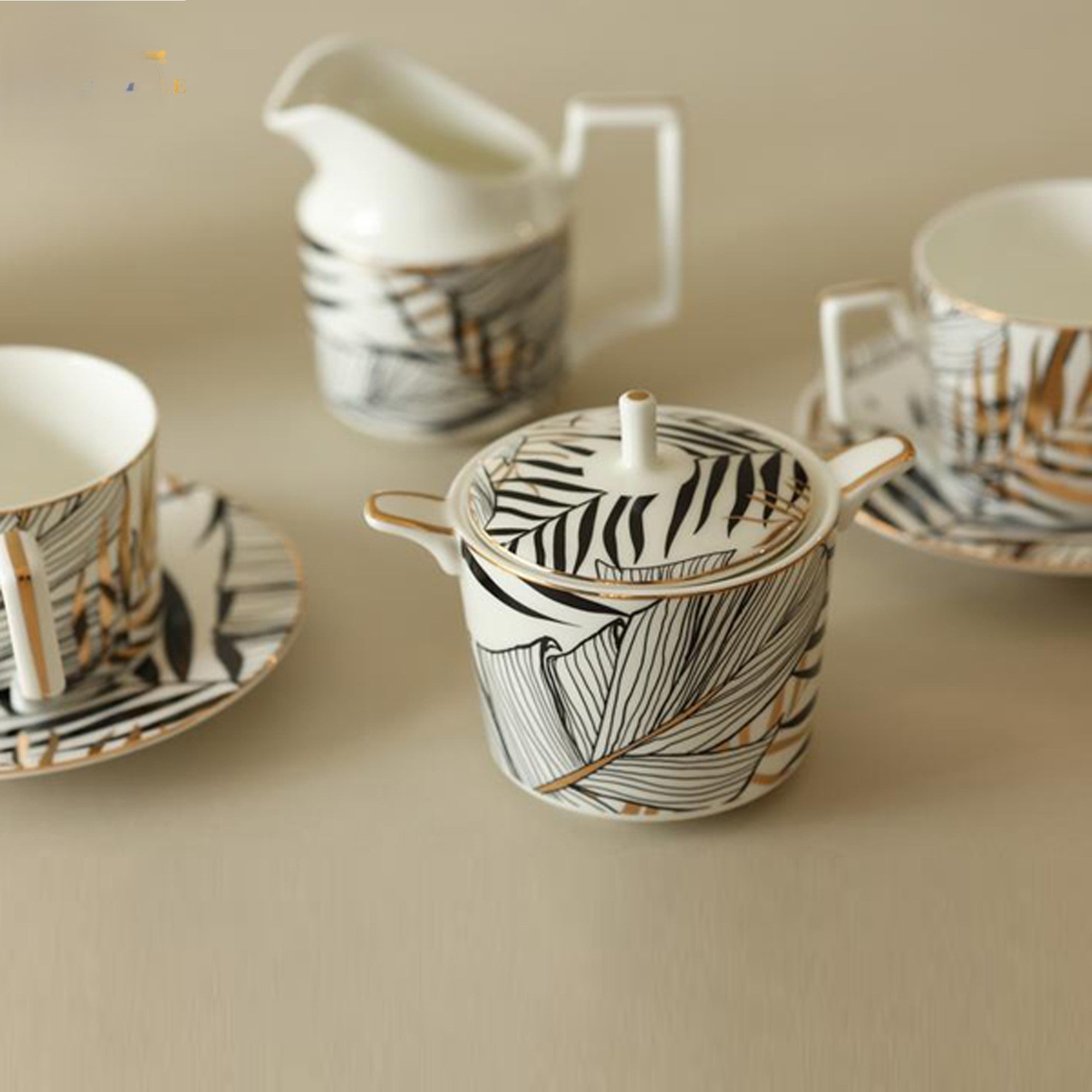 Wedding Gold leaf Luxury Tea set (Set of 15 pcs)