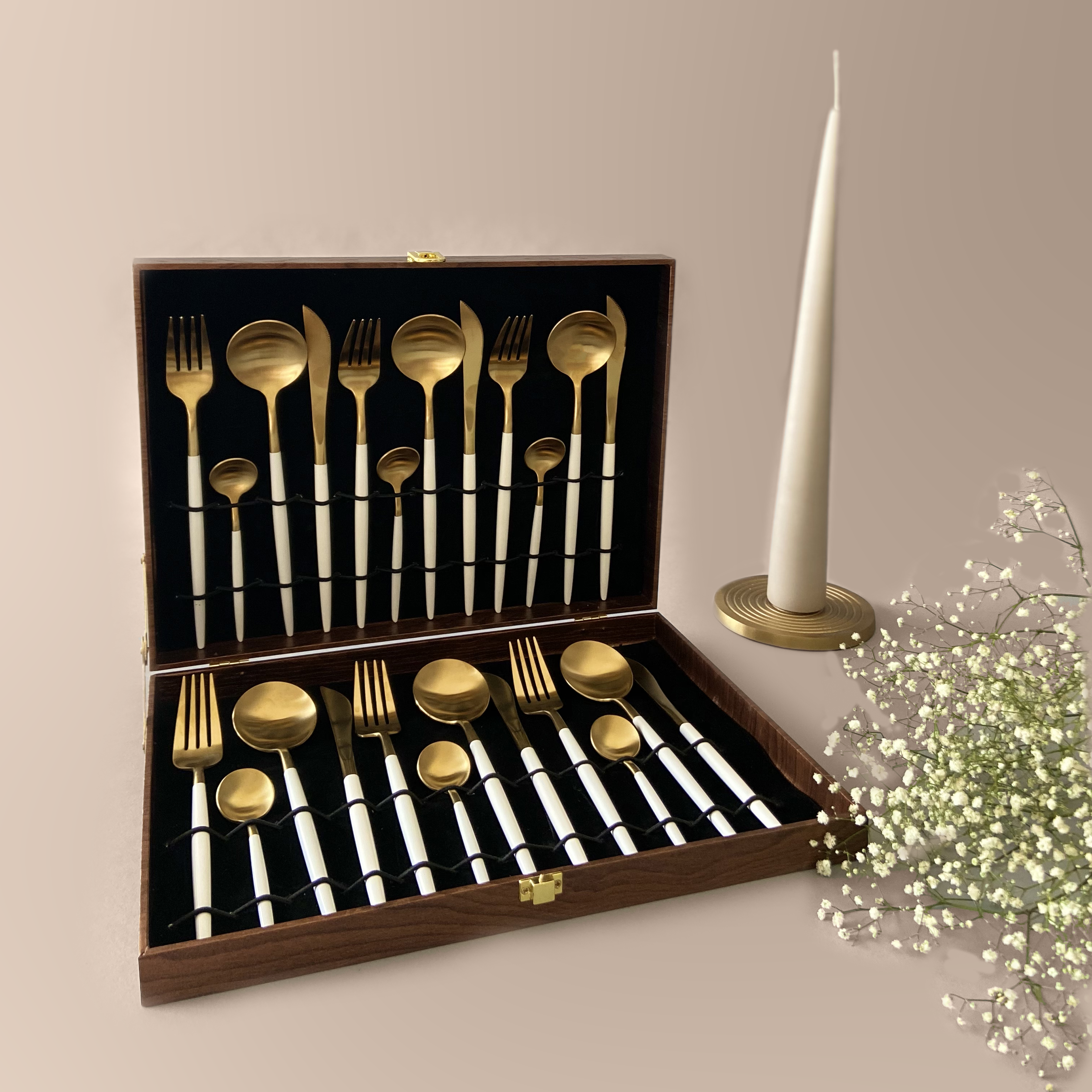 WHITE GOLD DINNER SET (Set of 24 pieces)