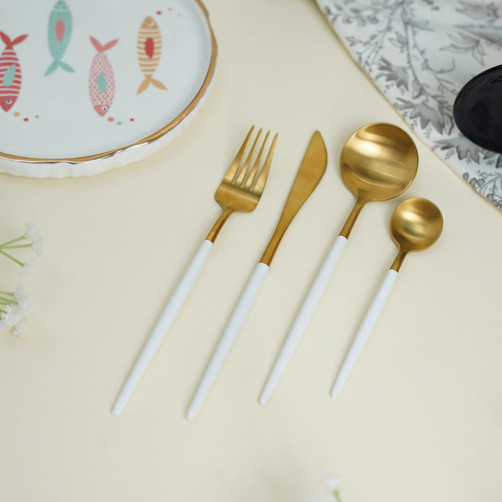 WHITE GOLD DINNER SET (Set of 24 pieces)