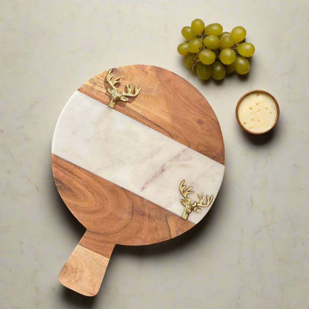 Wooden Marble  Cheese Platter (10 inches)