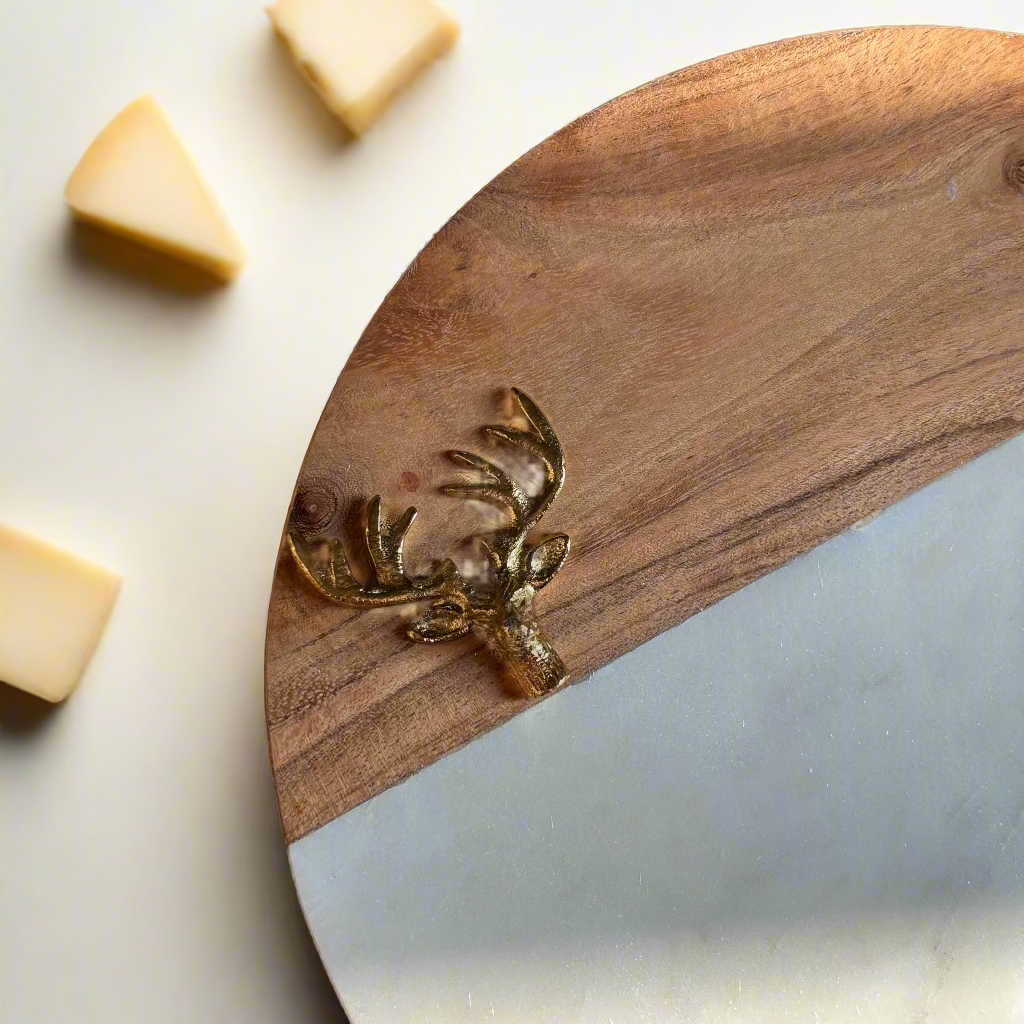 Wooden Marble  Cheese Platter (10 inches)