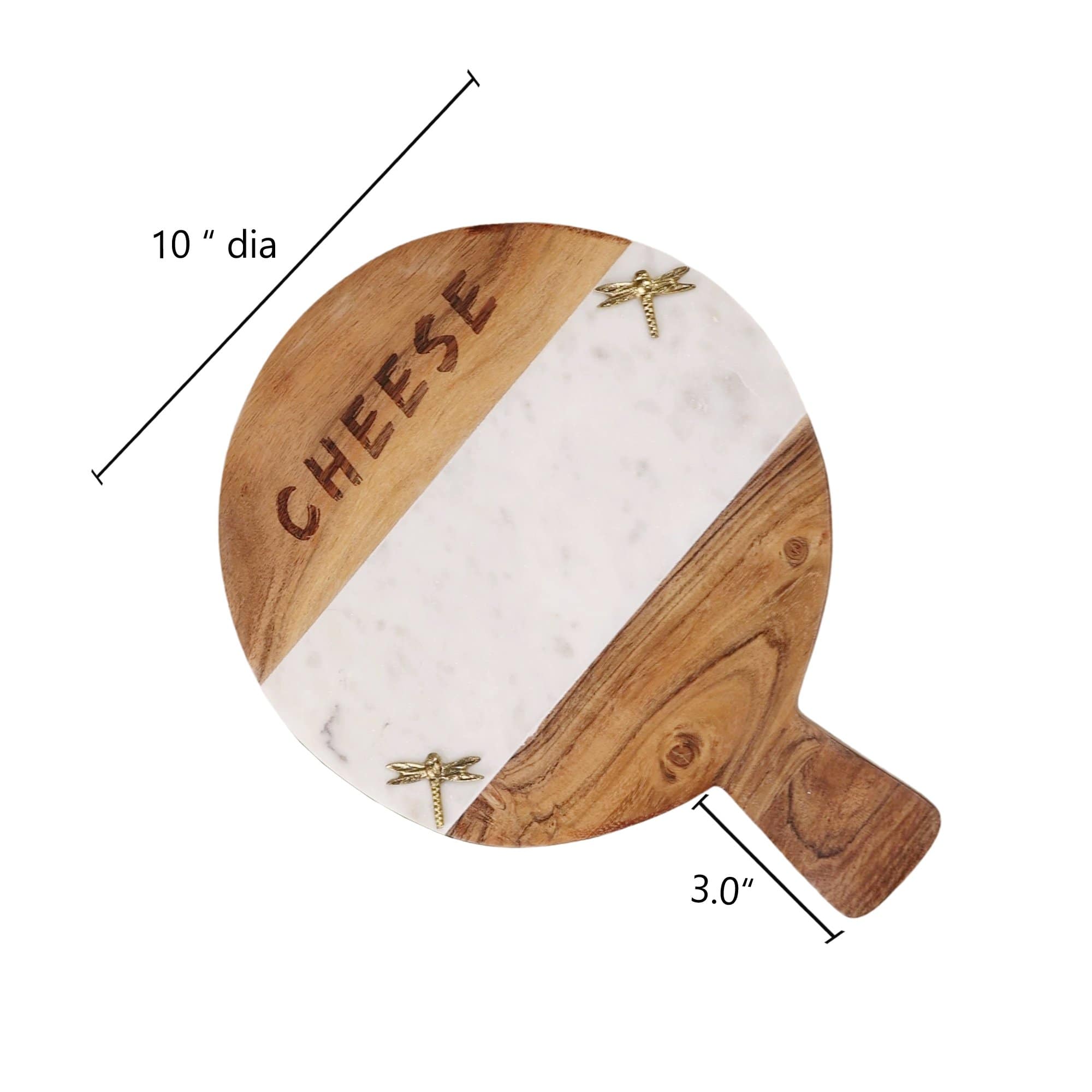 Wooden Marble Engraved Cheese Platter (10 inches)